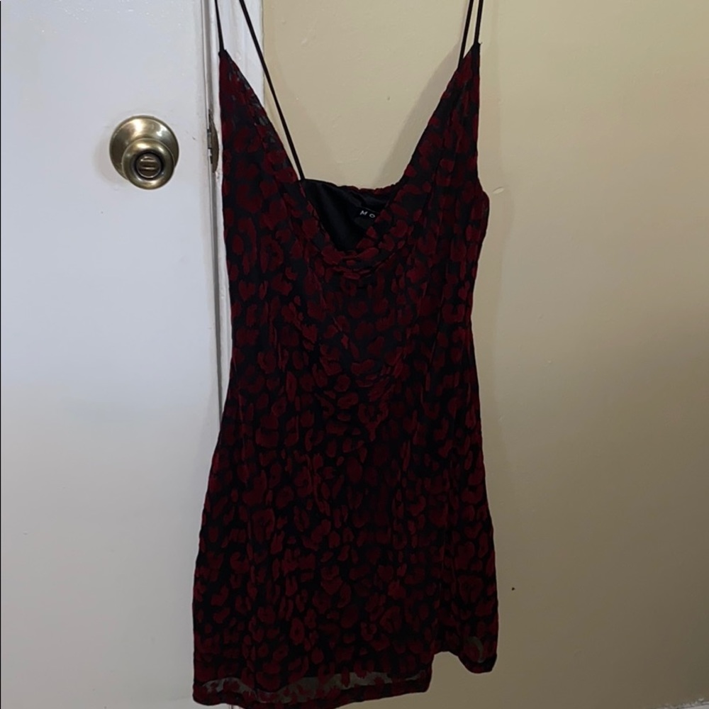 Slip black and red leopard dress. Never worn